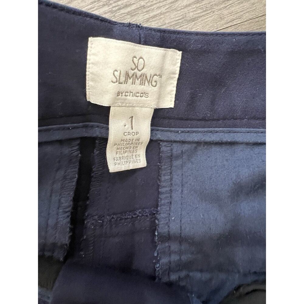 Chico's So Slimming Size 1 (Medium 8) Crop Navy Blue Dress Pants EUC - Picture 5 of 7